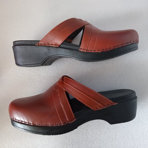 LL Bean Women's Brown Leather Clogs Classic Retro-inspired Chunky Size 8.5 - Picture 5 of 7